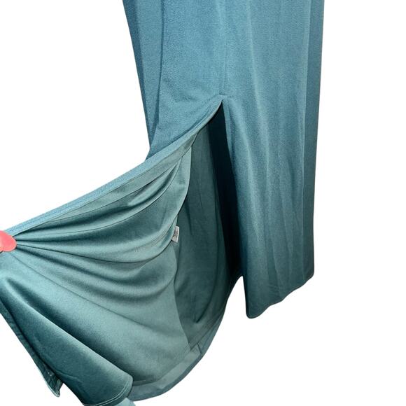 Birdy Grey Gene Bridesmaid Dress in Crepe Sea Glass with Front Slit – Size M - Picture 6 of 10